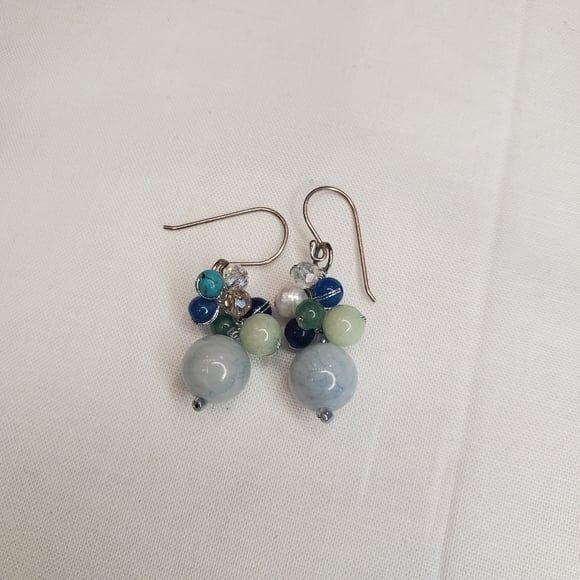 Sterling Silver Gemstone Dangle Earrings - Picture 1 of 3